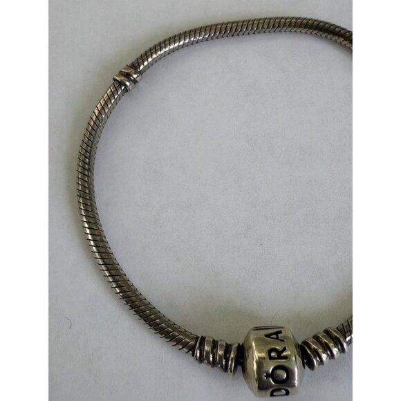 Vintage 90's Pandora 925 Sterling Silver Starter Charm Bracelet 15 grams 7.5" - Picture 3 of 8